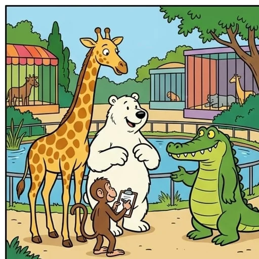 Au zoo, des animaux discutent des prochaines vacance — illustration 1