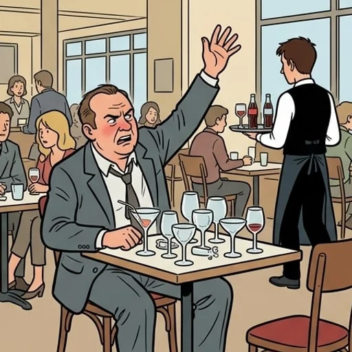 Dans un café, un client s’indigne — illustration 1