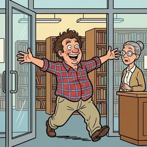 Un fou arrive dans une bilbliothèque et demande d’une voix forte — illustration 1