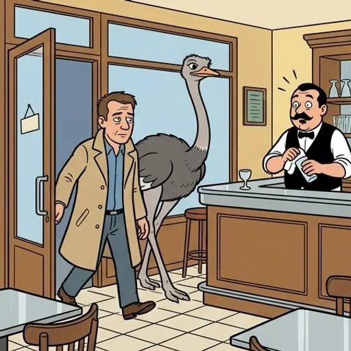 L’autruche au bar — illustration 1
