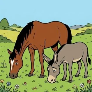 le-cheval-l-ane-et-le-tableau-de-zebre-111z6p-panel1 Cheval, âne et tableau de zèbre après l’apéro — illustration 1