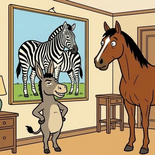 Le cheval, l’âne et le tableau de zèbre - illustration 4