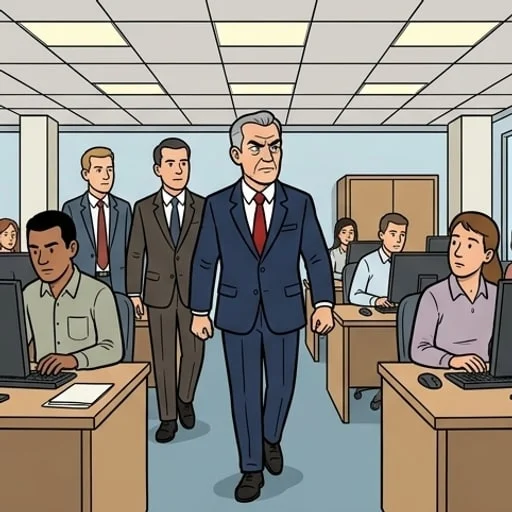 Nouveau directeur, jeune au mur et paie cash au bureau — illustration 1
