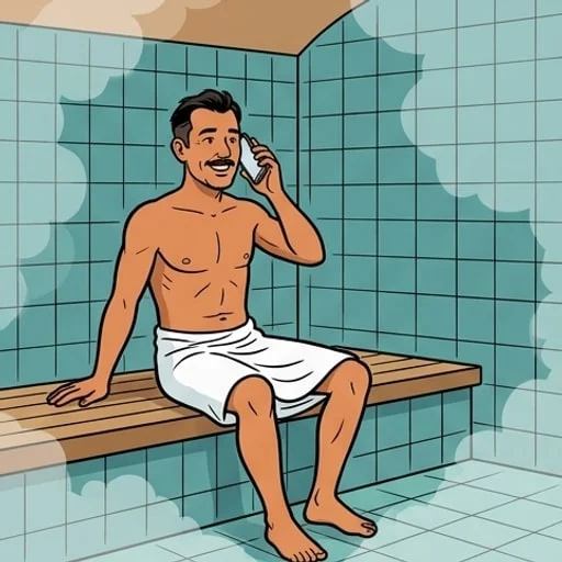 Smartphone au hammam, achats de luxe et mari silencieux — illustration 1