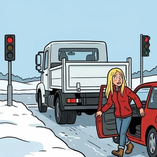 Un camion s’arrête à un feu de signalisation! — illustration 1