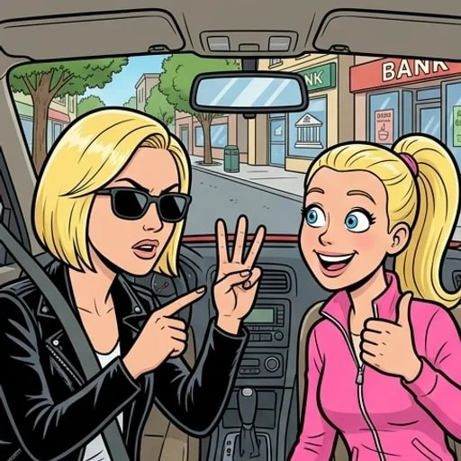 2 blondes fauchées décident de braaquer une banque — illustration 1