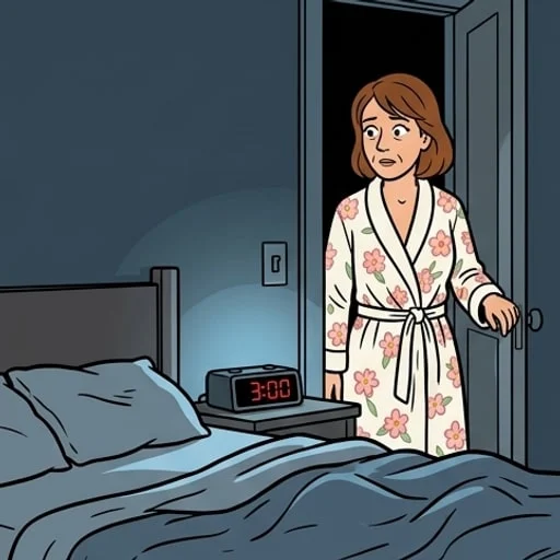 Une femme se réveille pendant la nuit et constate que son mari n’est pas au lit! — illustration 1